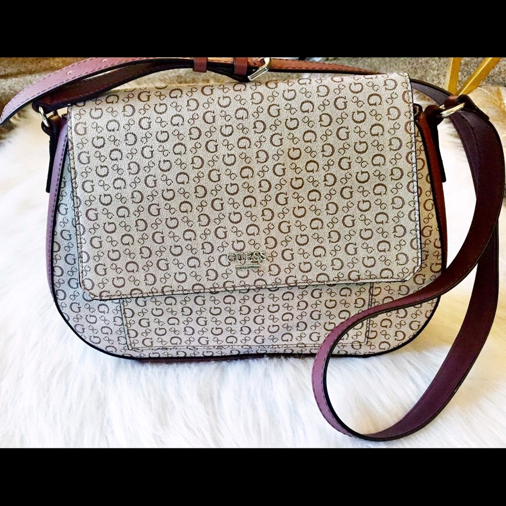 Guess Plum Logo Shoulder Bag